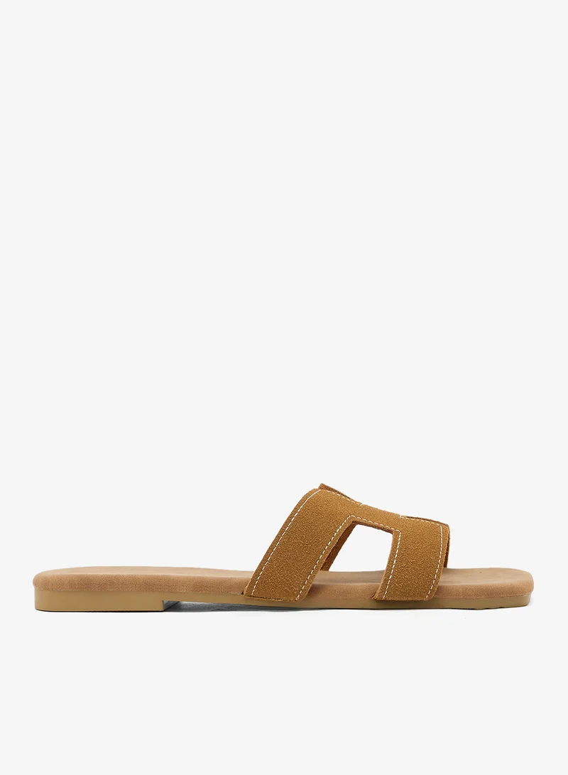 Suede H Flat Sandals