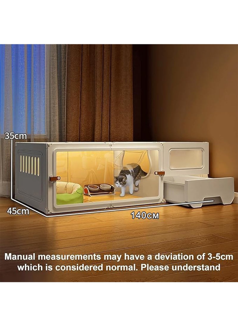 LIMOS - Cat Cage Indoor with Enclosed Litter Box Made of PP and Resin DIY Cat Enclosures Transparent Design Easy to Clean Breathable - Image 1