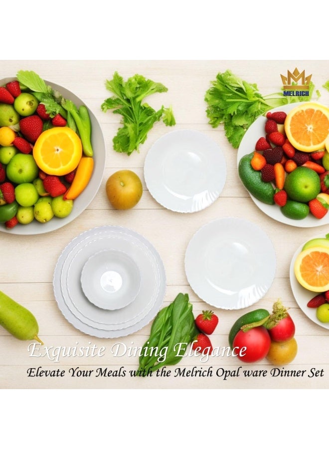 Melrich Melrich 10 Pcs Opalware Dinner Set 3 Dinner Plate, 3 Dessert Plate, 2 Bowl, 1 Serving Bowl, 1 Serving Plate Dishwasher Microwave Safe Heat Scratch Resistance (Full Waven) - Image 5
