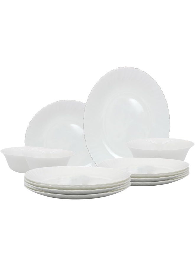 Melrich Melrich 10 Pcs Opalware Dinner Set 3 Dinner Plate, 3 Dessert Plate, 2 Bowl, 1 Serving Bowl, 1 Serving Plate Dishwasher Microwave Safe Heat Scratch Resistance (Full Waven) - Image 1