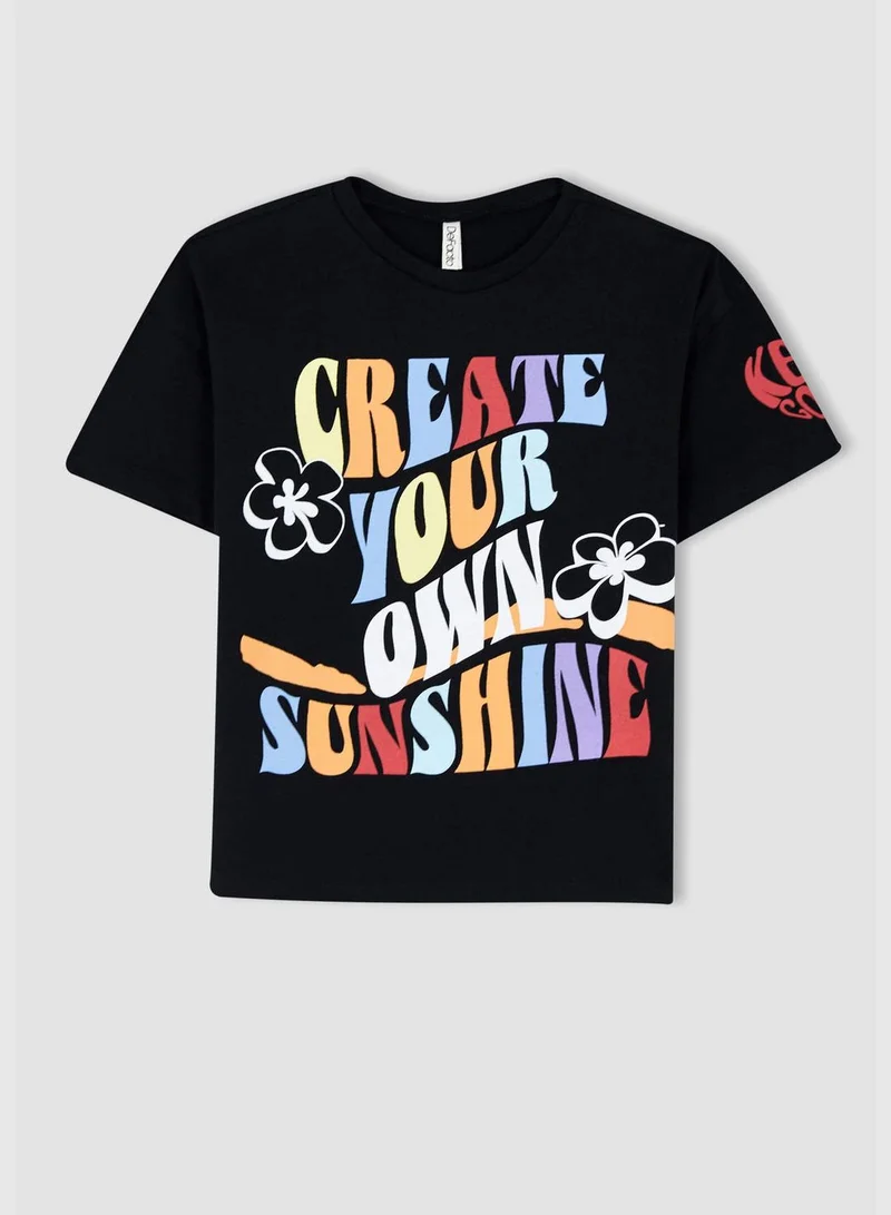 DeFacto Regular Fit Short Sleeve Slogan Print T-Shirt