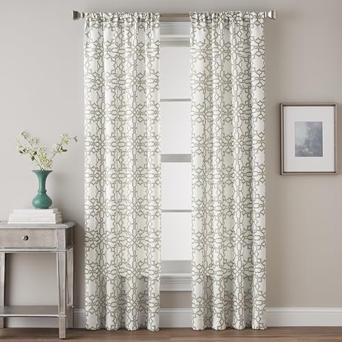 CHF Lotus Harmony Rod Pocket Curtain Panel, 63 Inch, Linen - Image 1