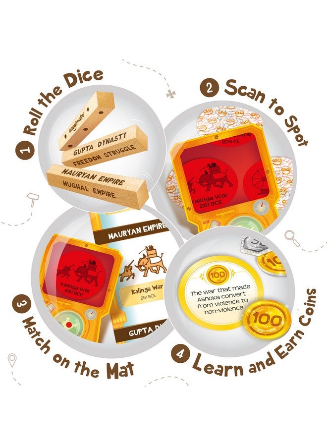إيماجيميك لعبة Mapology History Quest - India | لعبة لوحة تاريخية | استكشف 8 عصور من تاريخ الهند باستخدام عدسات الاكتشاف ورموز القطع الأثرية والنرد القديم | لعبة تعليمية | هدية عيد ميلاد للبنات والأولاد - Image 2