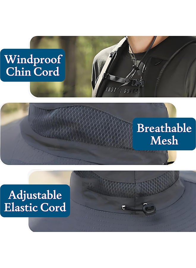 بينكو قبعة خارجية للحماية من الأشعة فوق البنفسجية مزودة بمراوح تعمل بالطاقة الشمسية، قبعة شمس ذات حافة عريضة مع مروحتين تعملان بالطاقة الشمسية للرجال والنساء، قبعة صيد دلو بعامل حماية من الأشعة فوق البنفسجية 50+ مع مروحة مدمجة (كاكي) - Image 5