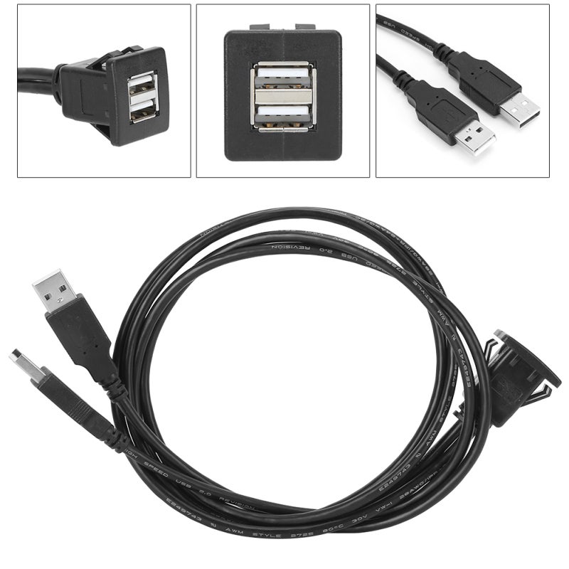 USB Extension Cable 2M / 6.6Ft High-Quality PVC Material - Faster Data Transfer Dual USB Ports for Car Dashboard Use - Image 4