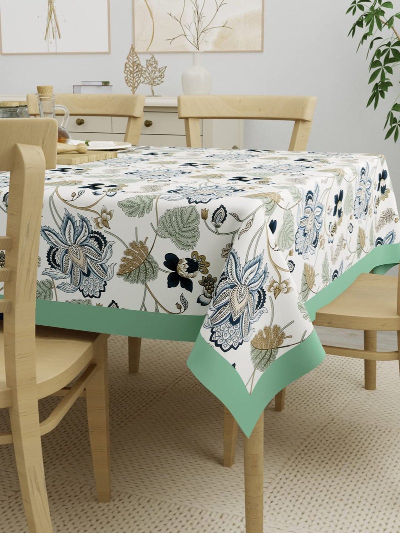 Clasiko 6 Seater 100% Cotton Table Cloth; 60x90 Inches; Material - Cotton; Shape - Rectangle; Pack of 1; Green Beige Leaves - Image 3
