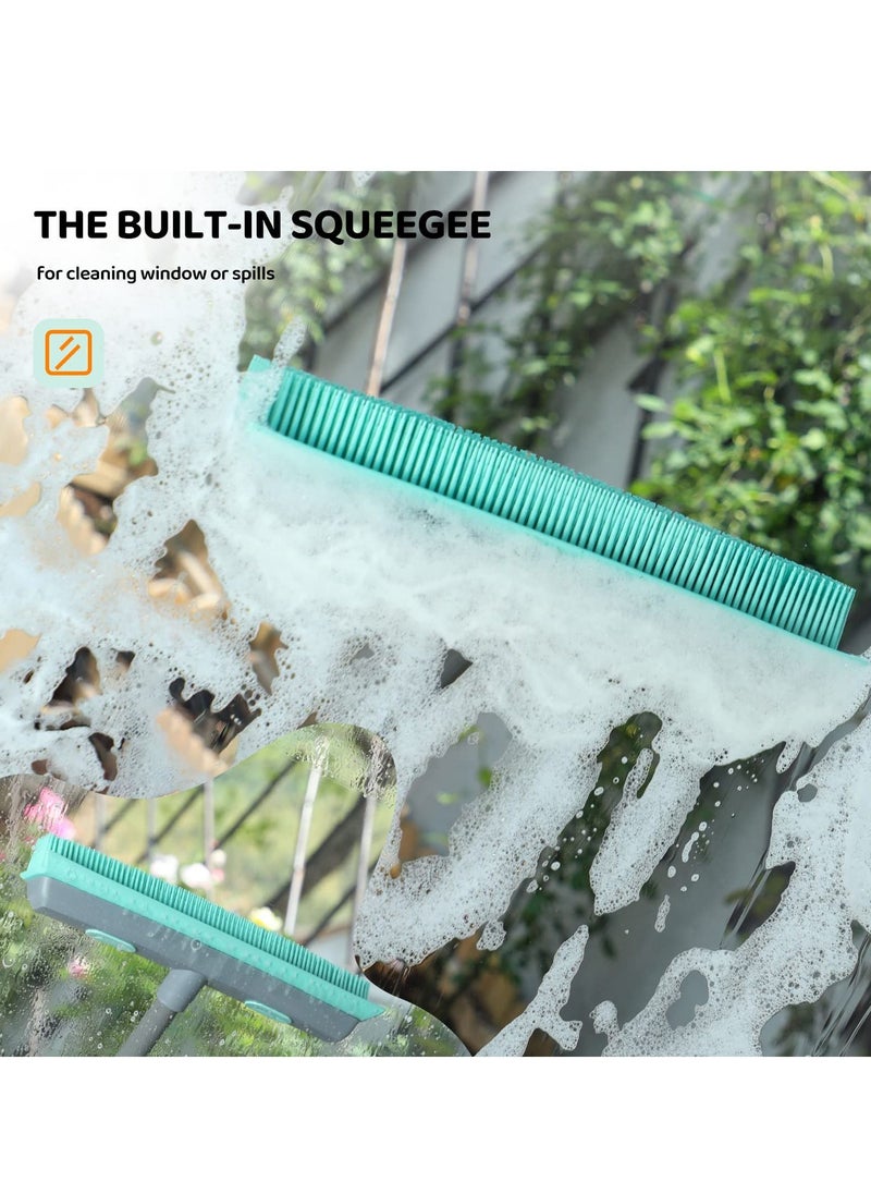 SYOSI - Long Handle Rubber Broom, Rubber Sweeping Brush and Pet Hair Removal Brush Set, Indoor Use for Pet Hair Carpet Floor Sofa Window, Artificial Grass Rake Brush Outdoor for Cleaning - Image 1