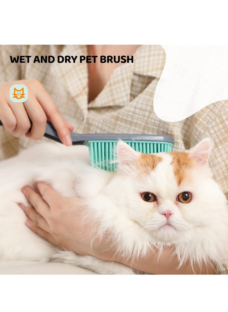 SYOSI - Long Handle Rubber Broom, Rubber Sweeping Brush and Pet Hair Removal Brush Set, Indoor Use for Pet Hair Carpet Floor Sofa Window, Artificial Grass Rake Brush Outdoor for Cleaning - Image 1