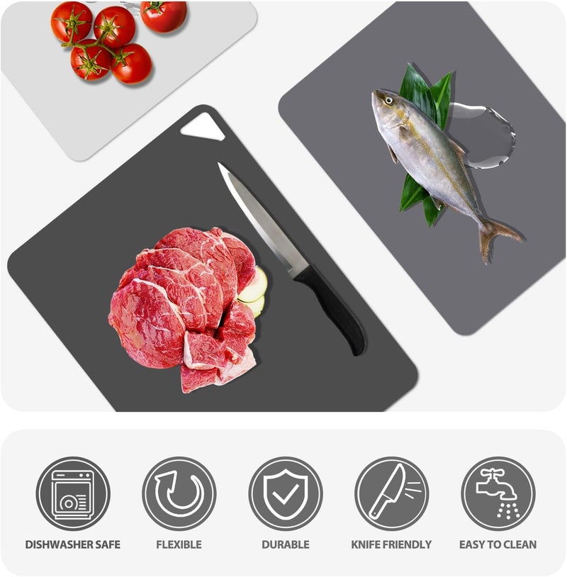 WK Plastic Cutting Boards for Kitchen, Flexible Cutting Board Mats, Non Slip Cutting Mat, BPA Free, Dishwasher Safe, Multi Sizes - Image 5