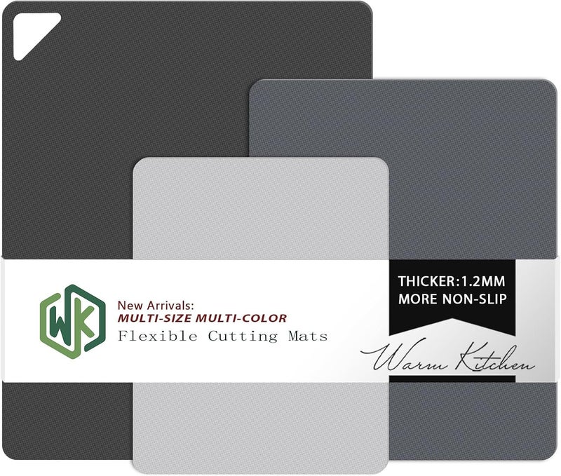 WK Plastic Cutting Boards for Kitchen, Flexible Cutting Board Mats, Non Slip Cutting Mat, BPA Free, Dishwasher Safe, Multi Sizes - Image 1