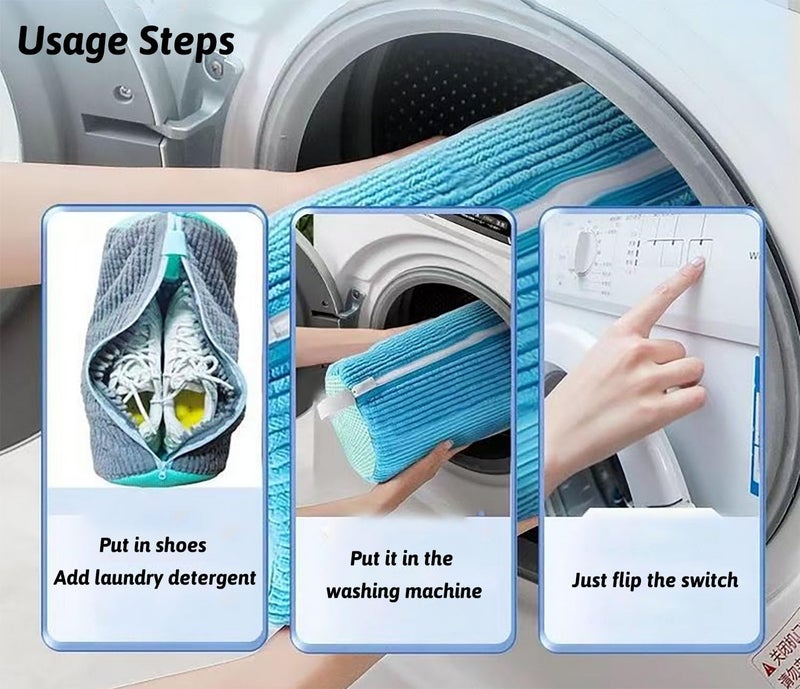 acdiac Shoe Washing Machine Bag Reusable Zippered Laundry Shoe Cleaning Bag For Household Machine Wash Dry Multifunctional (Blue-2pcs) - Image 3