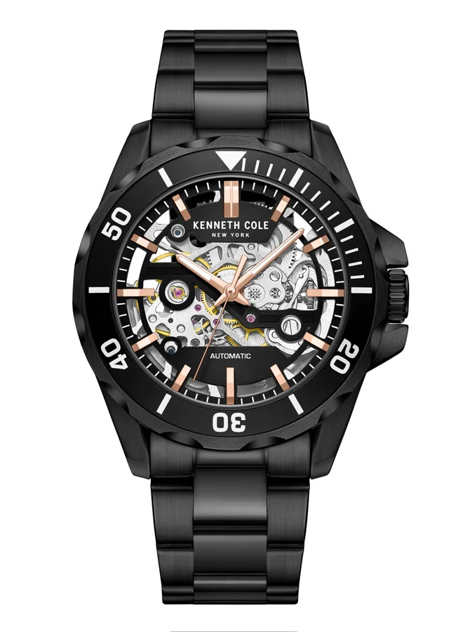 Kenneth Cole New York Men's 43mm Automatic Watch with Black Dial & Black Stainless Steel Bracelet