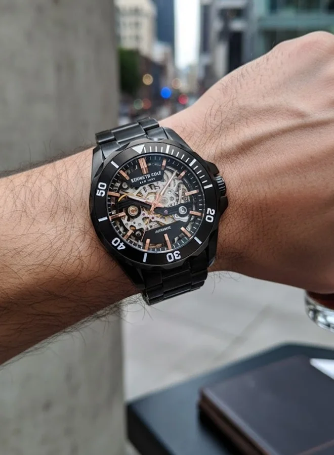 Kenneth Cole New York  Black Dial and Black Stainless Steel Bracelet Automatic Watch for Men 43mm for Men | Best Price UAE