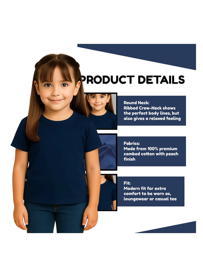 برينت شوب فور مي تي شيرت Printshop4me للأطفال برقبة دائرية للفتيات 170 جرامًا في المتر المربع من القطن الخالص الألوان الأساسية - Image 3