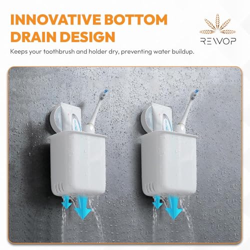 REWOP Toothbrush Holders for Bathroom (Pack of 2), Plastic Wall Mounted Self Adhesive Toothbrush Holder for Bathroom, Toothpaste, Shaver, Razor & Brush Holder (2, Off White, Wall Mount) - Image 3