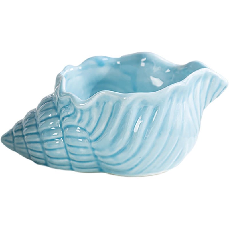 Blue Ceramic Conch Shell Ashtray Large Polished Indoor Decorative Cigarette Holder - Image 2