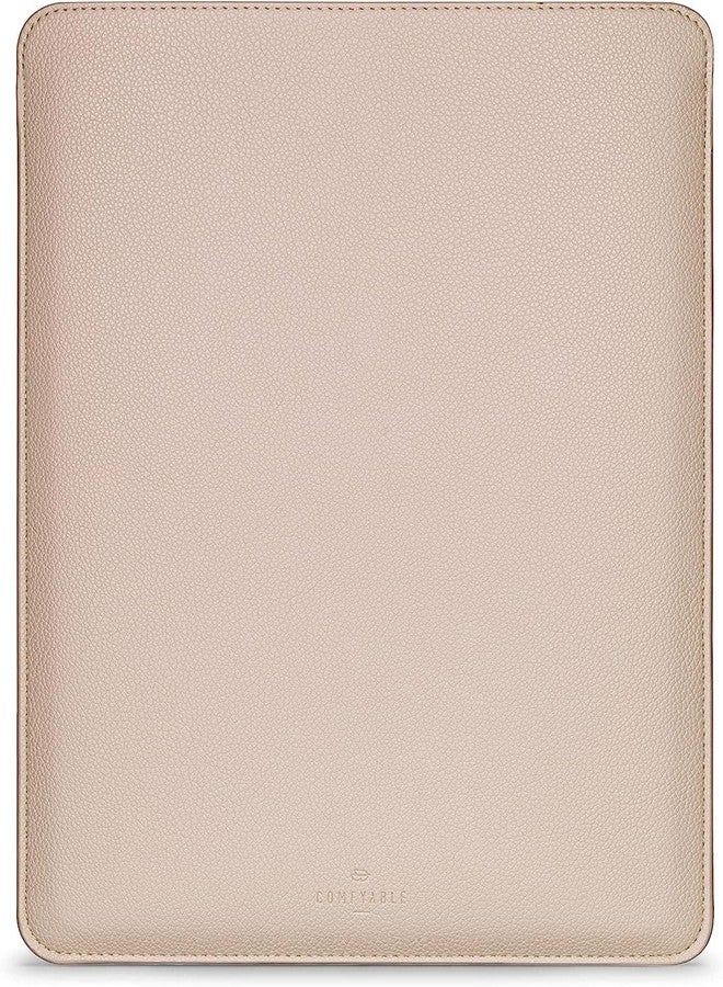 Comfyable Laptop Sleeve 14 Inch Precisely Compatible with MacBook Pro M5 M4 M3 M2 M1 Pro/Max 2025, Faux Leather Cover Case 14 in, Sand - Image 1
