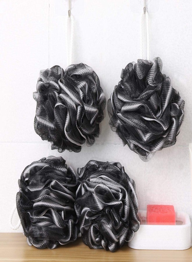 BTYMS 4 Pieces Loofah Sponge Shower Puff Exfoliating Bath Sponge 60g Mesh Pouf Bath Loofahs Black Shower Scrunchies for Bathing - Image 3