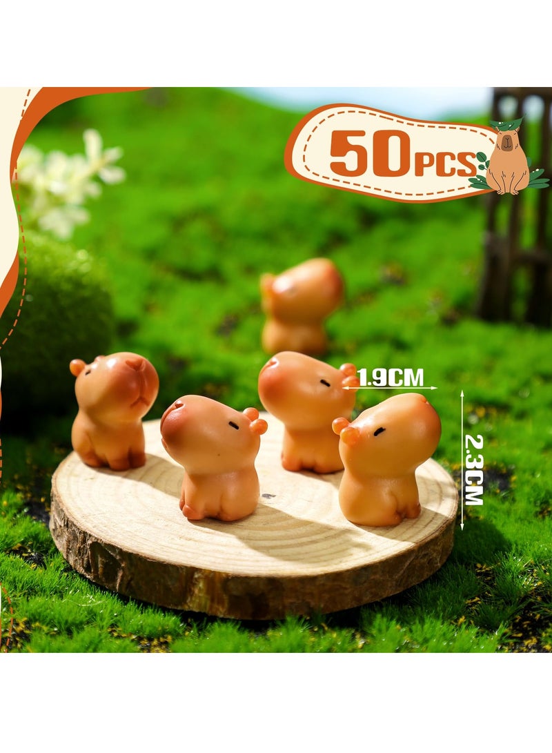 Zikra 50 Pcs Capybara Figurines Mini Capybara Resin Figurines Capybara Figure Ornament Miniature Animal Desktop Tabletop Outdoor Craft Decor for Garden Accessories Decorations Gifts(Classic Style) - Image 3