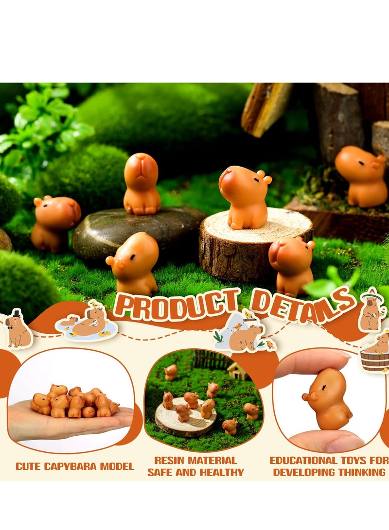Zikra 50 Pcs Capybara Figurines Mini Capybara Resin Figurines Capybara Figure Ornament Miniature Animal Desktop Tabletop Outdoor Craft Decor for Garden Accessories Decorations Gifts(Classic Style) - Image 4