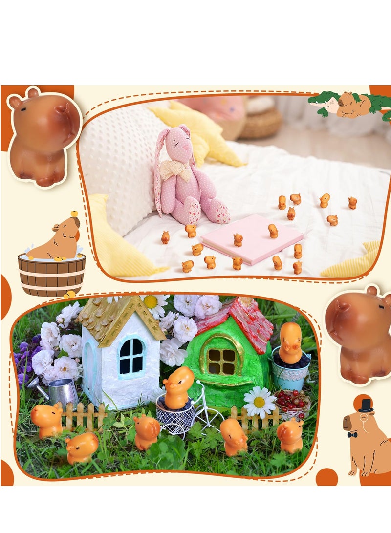 Zikra 50 Pcs Capybara Figurines Mini Capybara Resin Figurines Capybara Figure Ornament Miniature Animal Desktop Tabletop Outdoor Craft Decor for Garden Accessories Decorations Gifts(Classic Style) - Image 5