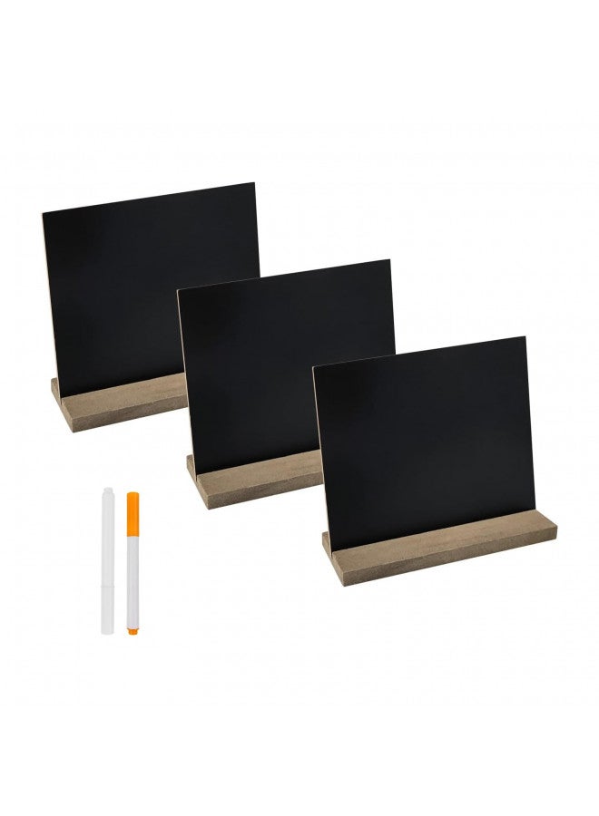 DSTELIN 5 X 6 Inch Mini Tabletop Chalkboard Signs with Vintage Style Wood Base Stands, Set of 3  - Image 1