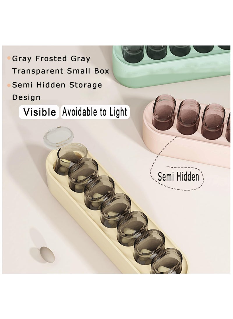 SYOSI 7-Day Weekly Pill Organizer with 7 Small Tubes for a Week - Compact Travel Pill Case for Daily Medication Management, Perfect as a Vitamin or Supplement Organizer, Travel Pill Container (Beige)  - Image 4