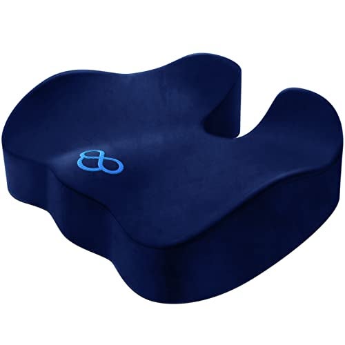 BlissTrends Seat CushionThick Memory Foam Cushions for Office Chair Car Seat Airplane Relieving Pressure Tailbone Sciatica Back Pain for Long Sitting Office Workers Car Drivers 47in Thick Blue
