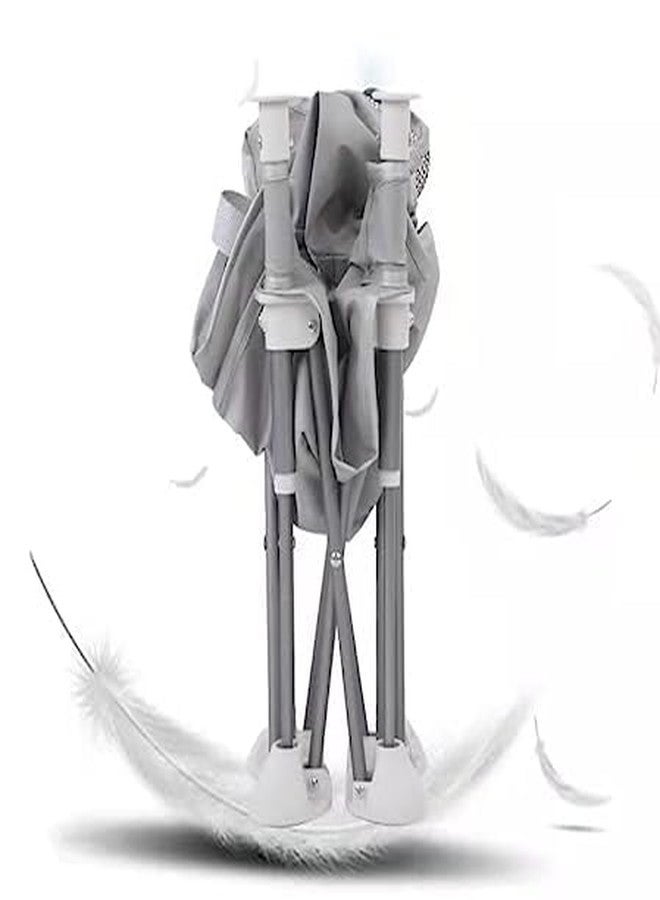 VBM مقعد داعم للسفر للأطفال من VBM، كرسي تخييم مع صينية طعام قابلة للإزالة، مقعد قابل للطي صغير الحجم مع حقيبة تخزين (رمادي) - Image 2