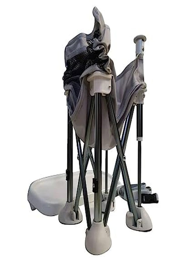 VBM مقعد داعم للسفر للأطفال من VBM، كرسي تخييم مع صينية طعام قابلة للإزالة، مقعد قابل للطي صغير الحجم مع حقيبة تخزين (رمادي) - Image 3