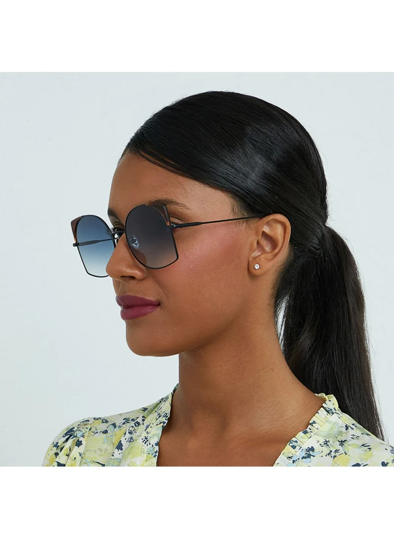 30Sundays DELAUNAY -La French Collection Women Blue Sunglasses - Frame Material: Metal + Acetate - Lens Color: Blue- Frame Color: Black - Full Rim