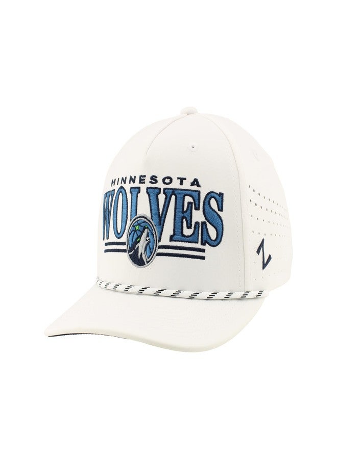 ZHATS قبعة مينيسوتا تمبروولفز الرسمية المرخصة من الدوري الأمريكي لكرة السلة للمحترفين، مصنوعة من حبل، مع إبزيم خلفي، لون أبيض، مناسبة للأداء الرياضي - Image 1