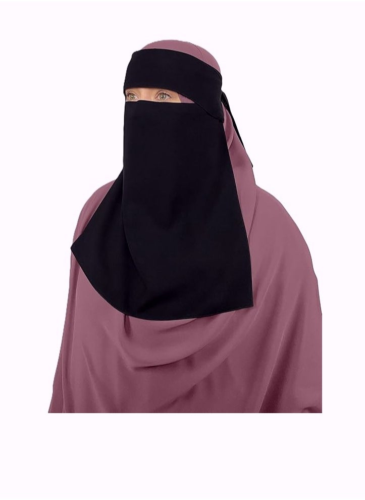 Perfectory PERFECTORY Premium 1 Layer Chiffon Niqab with Back Tying Cord, Breathable Face Veil  - Image 1