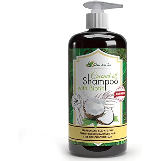 Vita A to Zee COCONUT OIL SHAMPOO WITH BIOTIN, ALOE VERA (16.9 FL OZ)  HAIR REGROWTH SHAMPOO FOR DRY, FRIZZY OR COARSE HAIR  MOISTURIZING, HYDRATING, FLYAWAY TAMING & ANTI FRIZZ HAIR & SCALP CARE - Image 2