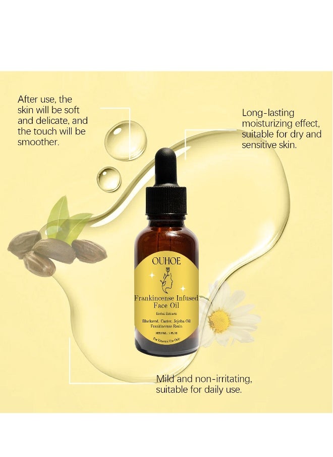 OUHOE - Frankincense Resin Oil For Face,30ML Frankincense Resin Infused Oil For Face,Organic Black Seed Castor & Jojoba Oils,Frankincense Resin Oil Essential,Cold Pressed Serum Anti-Aging Wrinkle - Image 1