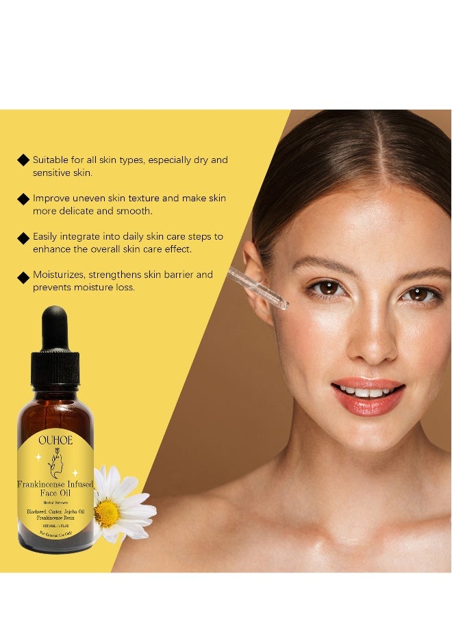 OUHOE - Frankincense Resin Oil For Face,30ML Frankincense Resin Infused Oil For Face,Organic Black Seed Castor & Jojoba Oils,Frankincense Resin Oil Essential,Cold Pressed Serum Anti-Aging Wrinkle - Image 1
