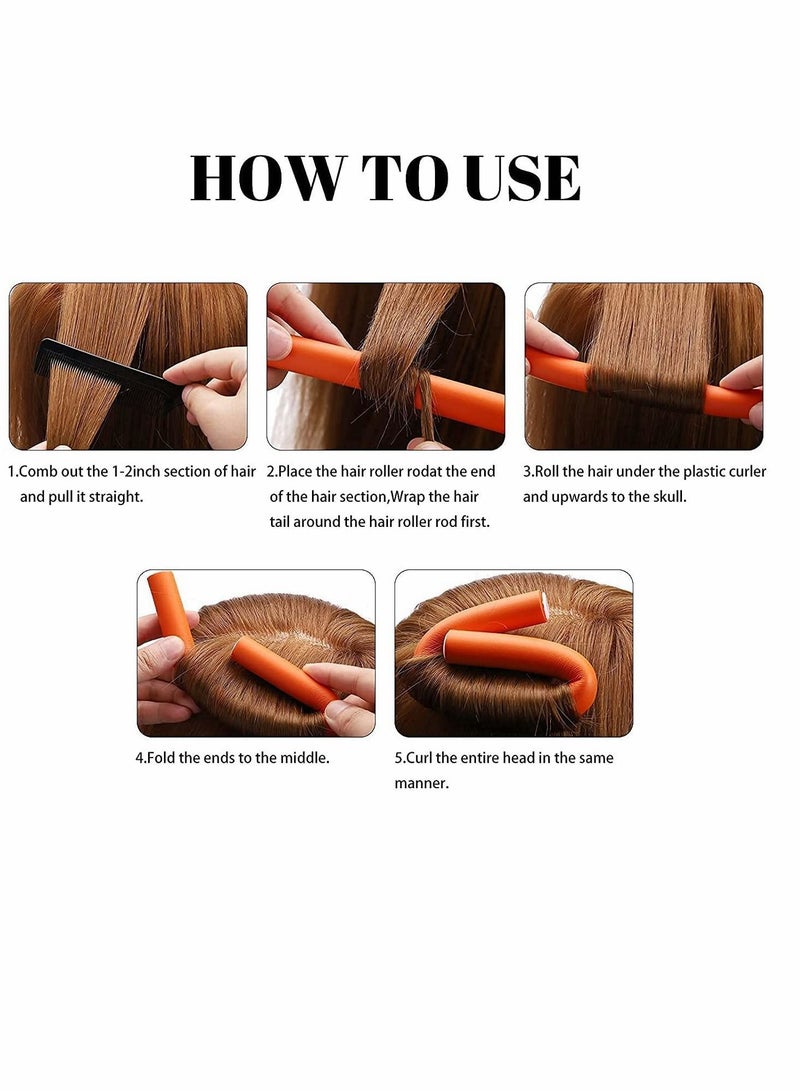 NIBEMINENT Hair Twist Rods, Flexible Curling Rods 30Pcs, Foam Rollers Soft No Heat and Steel Pintail Tail Comb for Women Long Short 9.45"X0.63"(Random Color)  - Image 4