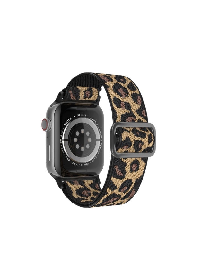ترامكس سوار معصم أصفر بطبعة جلد النمر الأصفر مطاطي قابل للتمدد متوافق مع سوار ساعة أبل للنساء والرجال 40 ملم 41 ملم 41 ملم 38 ملم 42 ملم، سوار معصم نايلون ناعم مضفر مرن لساعة iWatch Series 10 9 9 8 7 7 6 5 4 3 3 2 1 SE Ultra - Image 2