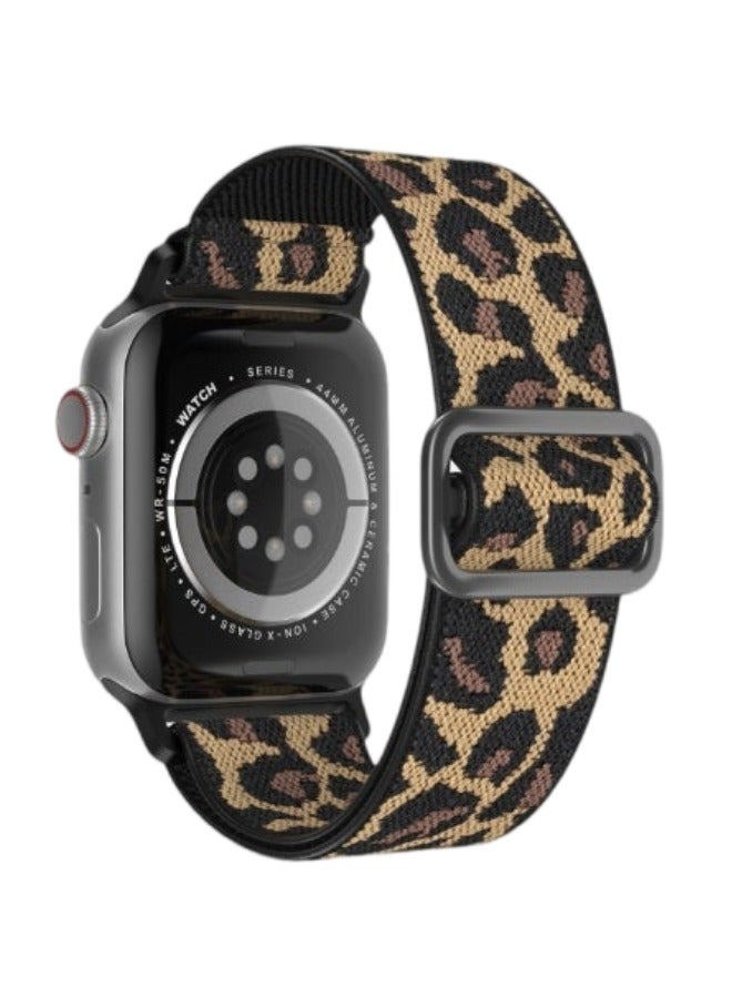 ترامكس سوار معصم أصفر بطبعة جلد النمر الأصفر مطاطي قابل للتمدد متوافق مع سوار ساعة أبل للنساء والرجال 40 ملم 41 ملم 41 ملم 38 ملم 42 ملم، سوار معصم نايلون ناعم مضفر مرن لساعة iWatch Series 10 9 9 8 7 7 6 5 4 3 3 2 1 SE Ultra - Image 1