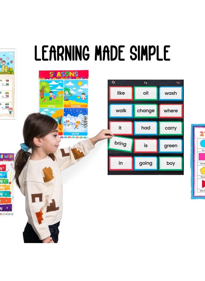 Essex Wares - 2 Pack, 17" Wide X 22" Tall Pocket Chart, Black - Sturdy Pocket Chart For Classroom For Sentence Strips - Easy To Use & Hang, Reusable Black Pocket Chart  - Image 4