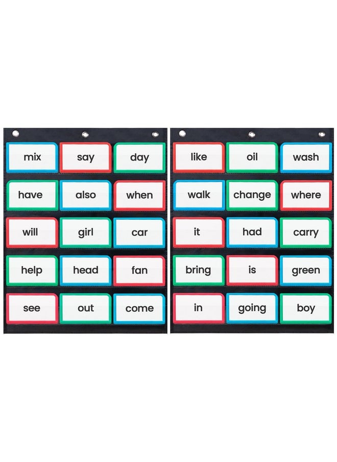 Essex Wares - 2 Pack, 17" Wide X 22" Tall Pocket Chart, Black - Sturdy Pocket Chart For Classroom For Sentence Strips - Easy To Use & Hang, Reusable Black Pocket Chart  - Image 1