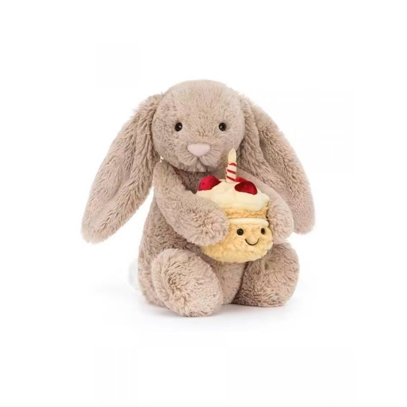 Jelly Cake Rabbit Plush Toy, Stuffed Bunny with Birthday Cake, Gift for Girls - Image 3
