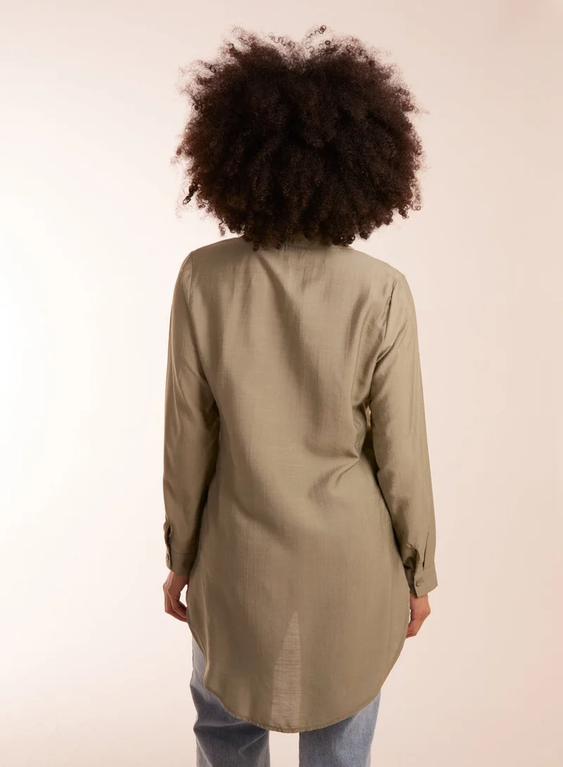 Blue Vanilla Linen Button Front Shirt