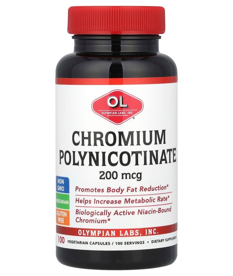 Olympian Labs Chromium Polynicotinate 200 mcg 100 Vegetarian Capsules