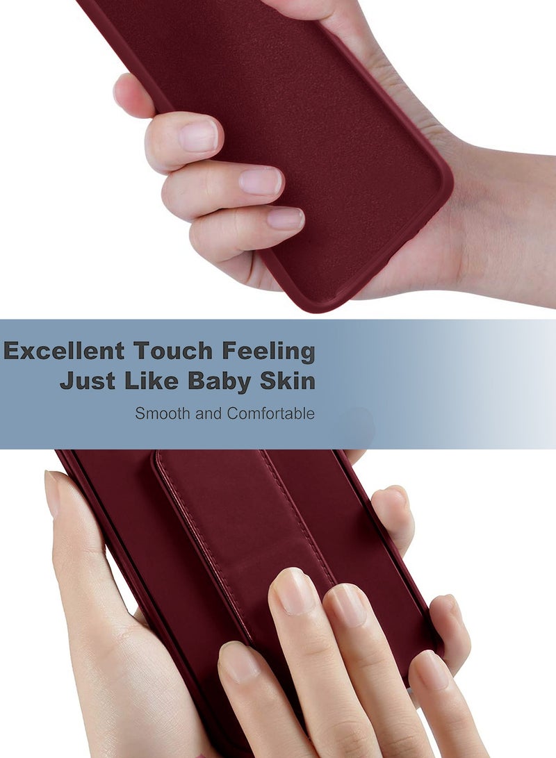 Wtech Hand Grip Foldable Magnetic Kickstand Wrist Strap Finger Grip With Built-In Iron Case Cover For Huawei Pura 70 5G 2024 Maroon - Image 4