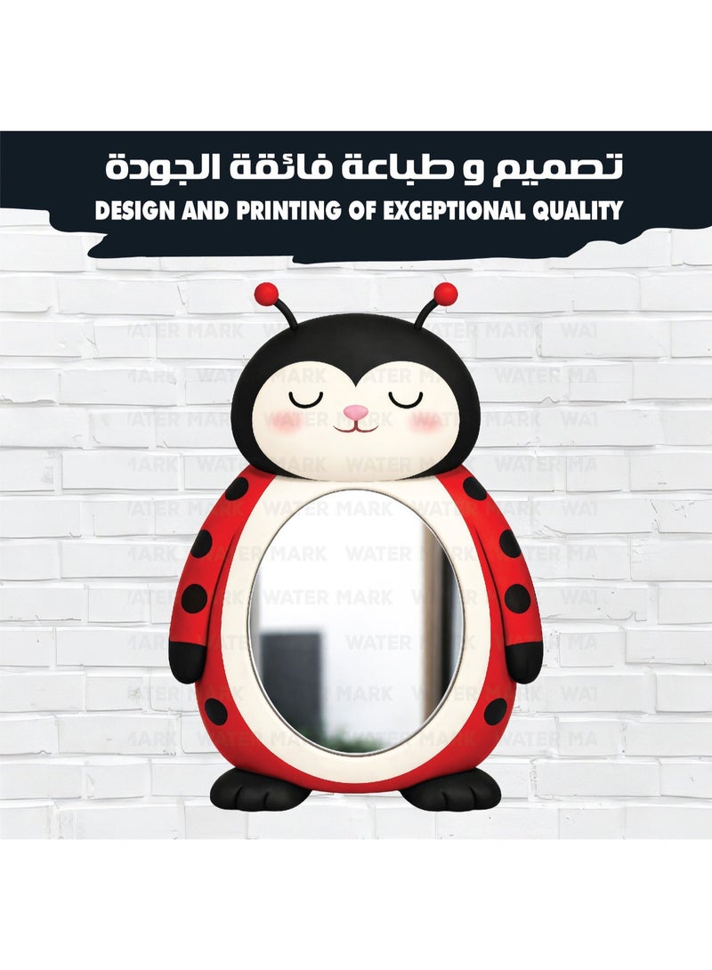 مرآة حائط للأطفال على شكل دعسوقة كرتونية للجنسين، مصنوعة من خشب عالي الجودة بتصميم لطيف ومرح، آمنة للأطفال وغير قابلة للكسر، خفيفة الوزن وسهلة التركيب، مثالية لديكور غرف الأطفال وتضيف لمسة جميلة ومبهجة للمكان. - Image 2