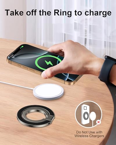 AILKIN Magnetic Phone Ring Holder Grip, Dual-Side Magnetic Phone Stand MagSafe Finger Loop for iPhone 17e 17 Pro Max, Pixelsnap Ring Stand Grip Soporte Magnetico de Telefono for Google Pixel 10 Pro XL, Moto - Image 4