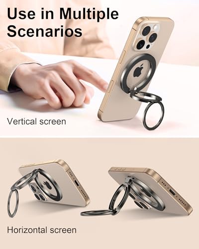 AILKIN Magnetic Phone Ring Holder Grip, Dual-Side Magnetic Phone Stand MagSafe Finger Loop for iPhone 17e 17 Pro Max, Pixelsnap Ring Stand Grip Soporte Magnetico de Telefono for Google Pixel 10 Pro XL, Moto - Image 5