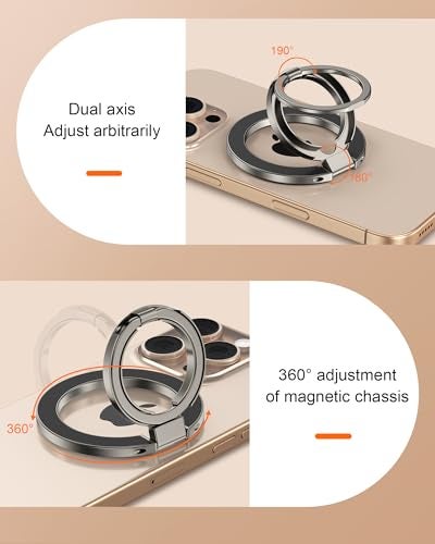 AILKIN Magnetic Phone Ring Holder Grip, Dual-Side Magnetic Phone Stand MagSafe Finger Loop for iPhone 17e 17 Pro Max, Pixelsnap Ring Stand Grip Soporte Magnetico de Telefono for Google Pixel 10 Pro XL, Moto - Image 3