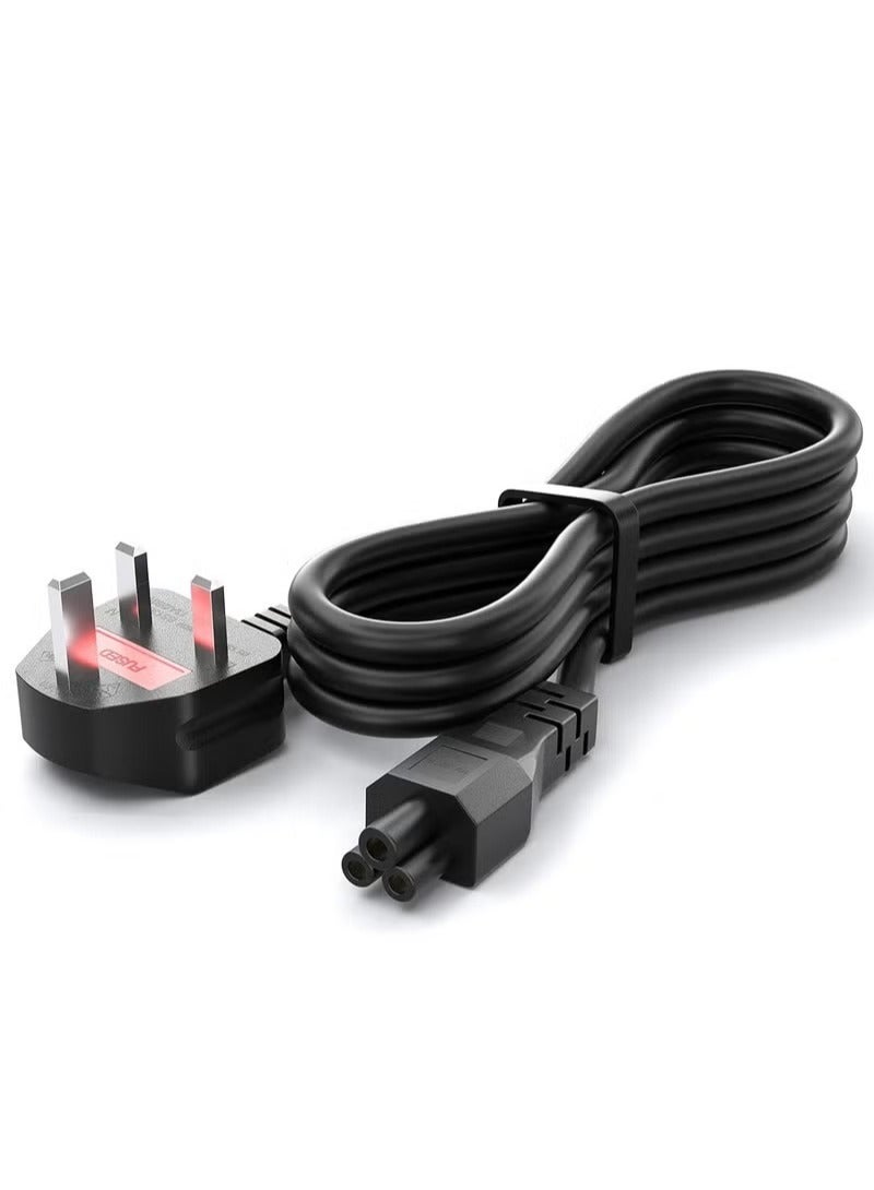 كابل طاقة للكمبيوتر المحمول ثلاثي السنون بمقبس المملكة المتحدة ومحول تيار متردد وشاحن لأجهزة Acer وDell وHP وCompaq وToshiba وVaio وDelta وAsus وLenovo ومعدات كهربائية بطول 1.5 متر - Image 1